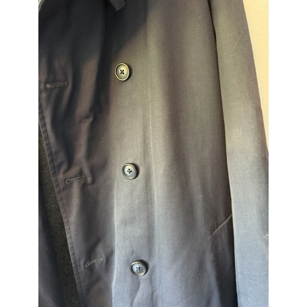 Vintage Nordstrom Coat Mens 46XL Blue Trench Belted Double Breasted Hong Kong